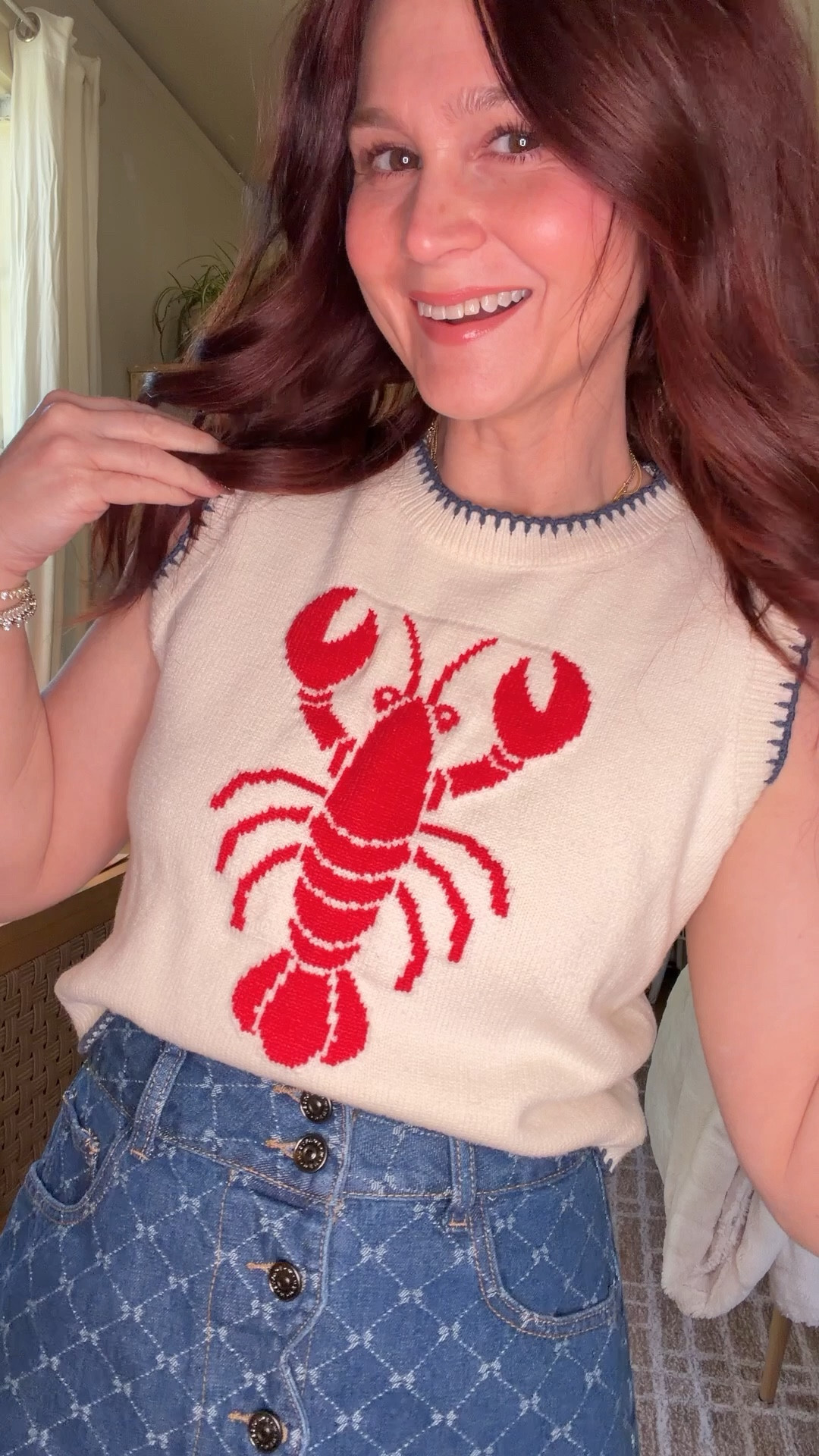 Cutest denim scallop skirt.Lobster top. Summer must haves 

#LTKootd #LTKPetite #LTKSeasonal