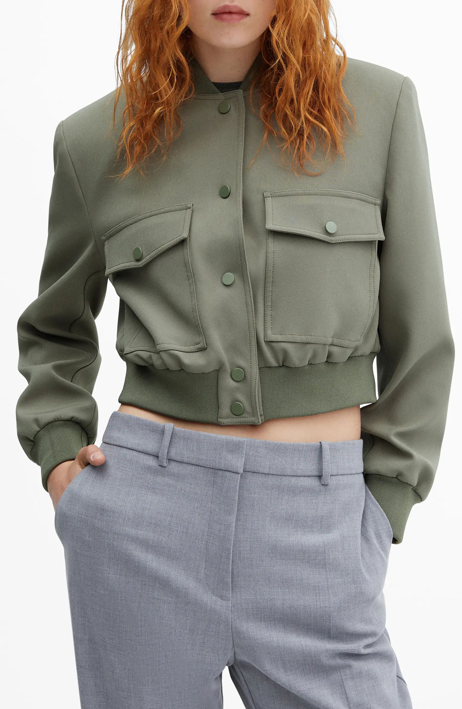 MANGO Crop Bomber Jacket | Nordstrom | Nordstrom