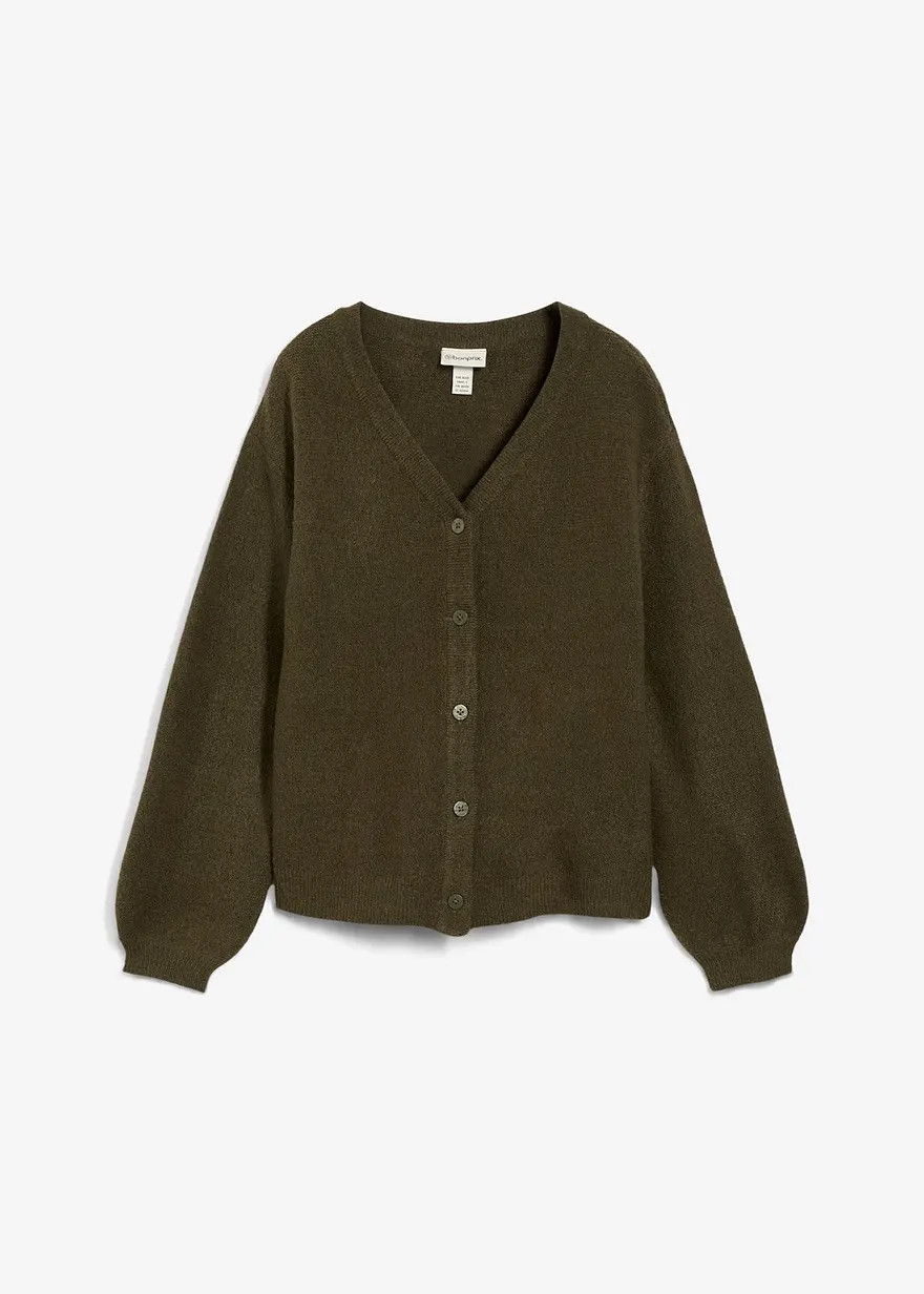 Bequeme Strickjacke mit Kn\u00f6pfen - gr\u00fcn - Damen | bonprix | Bonprix DE