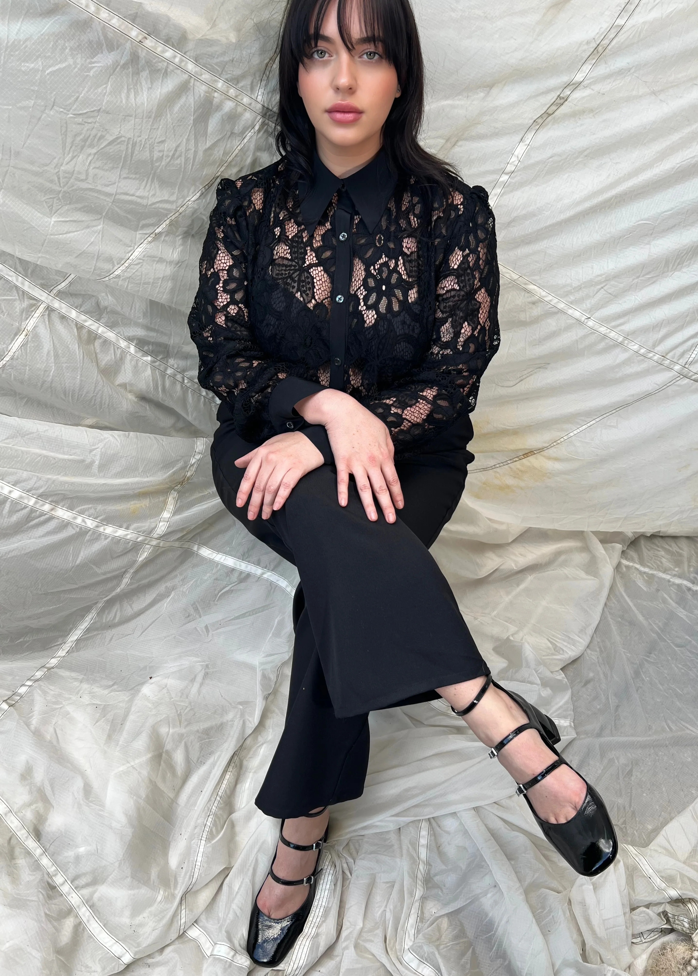 Lorena Lace Blouse- Black | BAACAL Limited, LLC