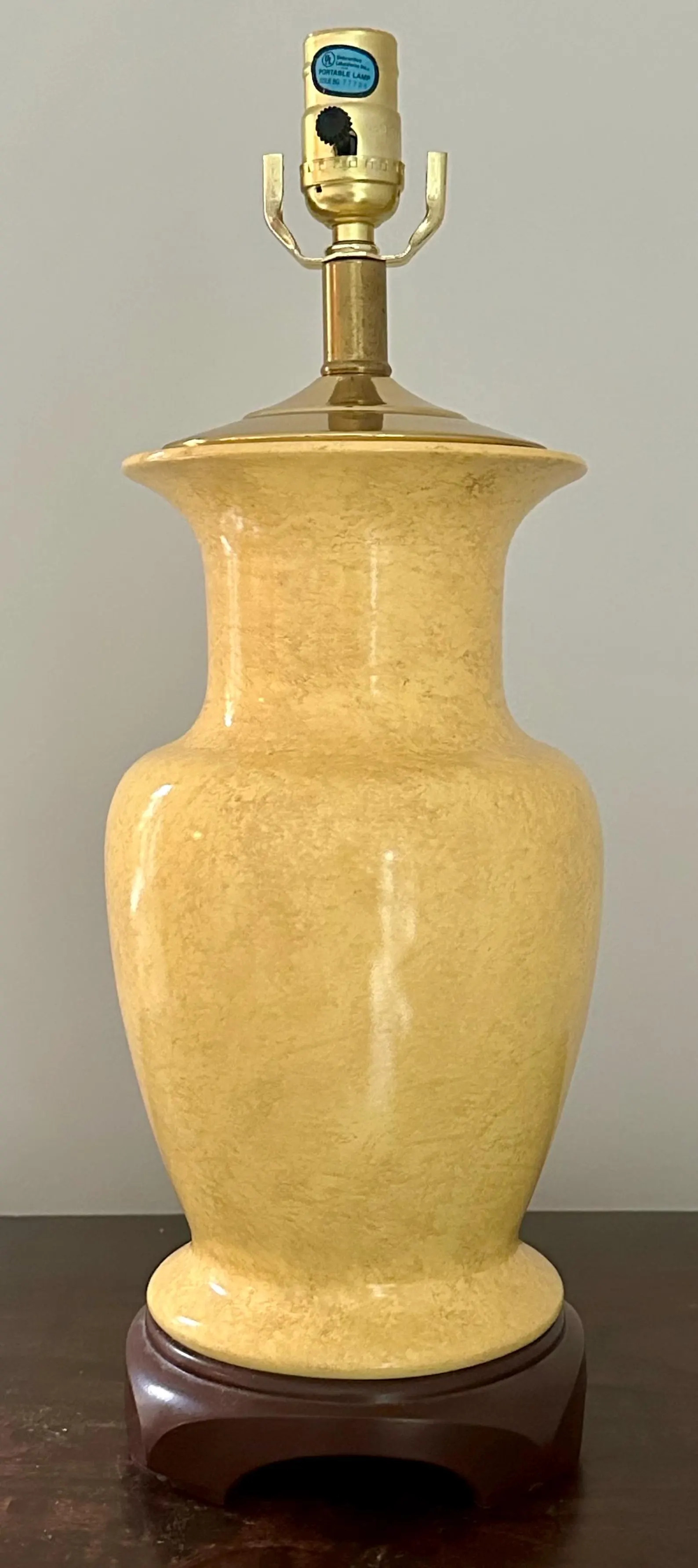 Yellow Chinese Porcelain Vase Made to Lamp on Wood Base | Etsy (US)