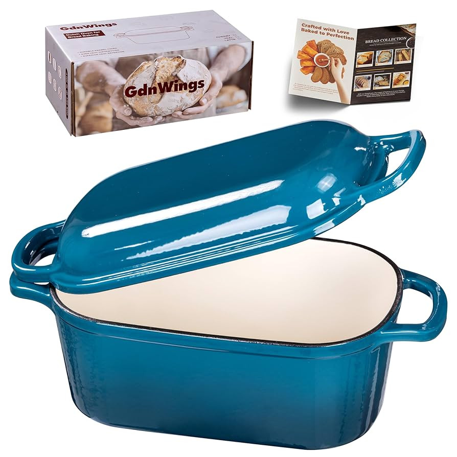 4.6 Quart Dutch Oven for Sourdough Bread Baking, Combo Oval Enameled Cast Iron Bread Pan with Lid... | Amazon (US)