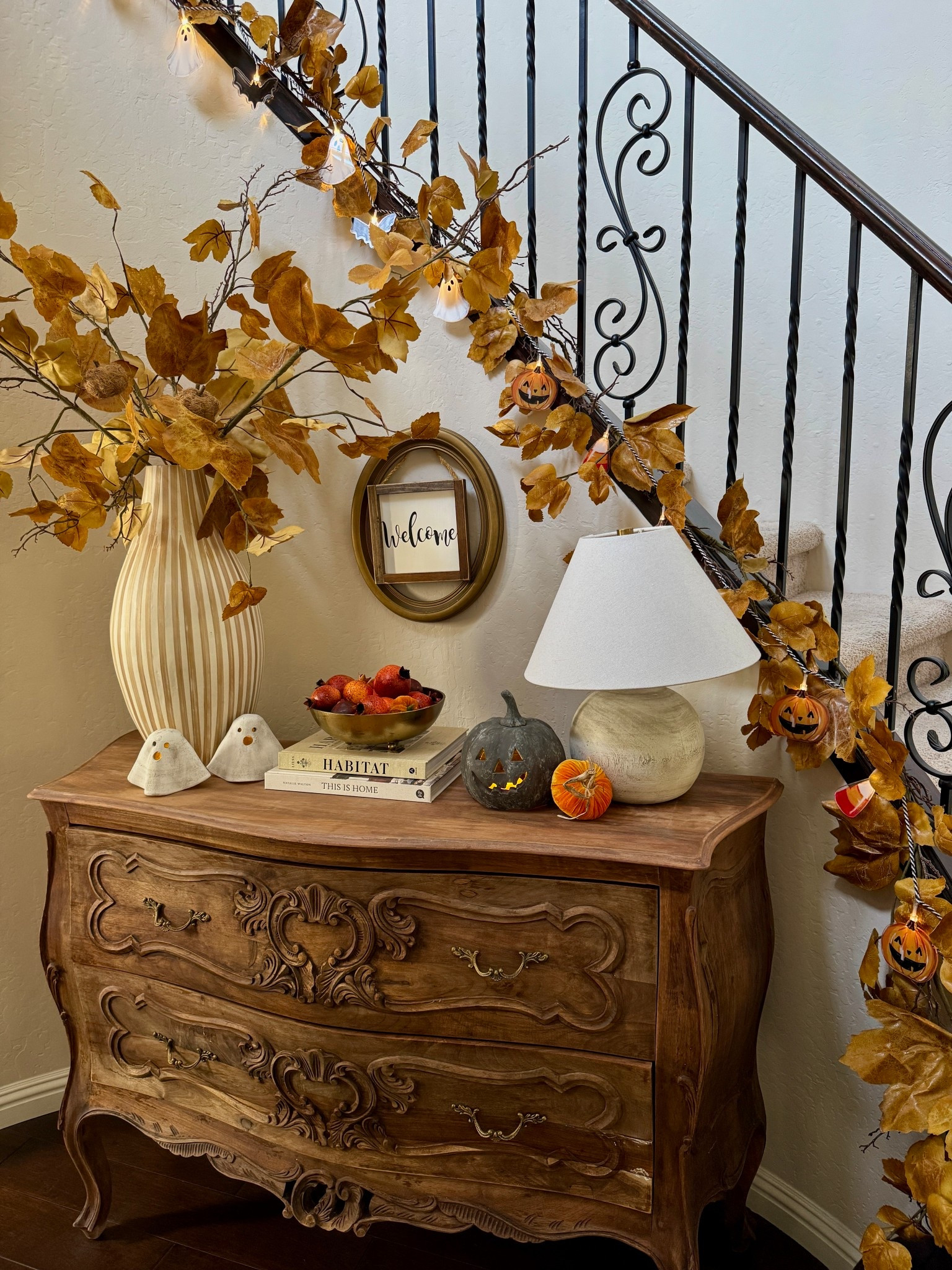 Fall entryway 🍂🧡

Discount code: JOY15 on any Mud Pie items (ghost votives, ghost & pumpkin garlands in this post) 

Fall leaves, fall stems, fall home decor, fall decor, fall entryway styling, maple leaves, ghost votives, maple leaf garland 

#LTKSeasonal #LTKHome #LTKFindsUnder50