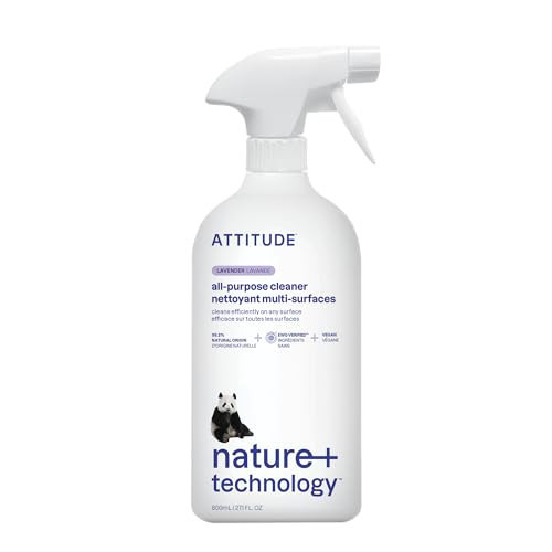 ATTITUDE All Purpose Cleaner Spray, EWG Verified, Vegan, Made with 94% Plant-Based Ingredients, Streak-Free for Kitchen, Bathroom, Glass & More, Lavender Scent, 27.1 Fl Oz | Amazon (US)