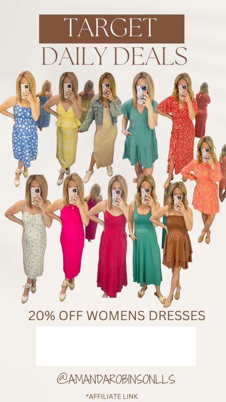 Target daily deals
20% off women’s dresses 

#LTKFindsUnder50 #LTKSaleAlert #LTKBump
