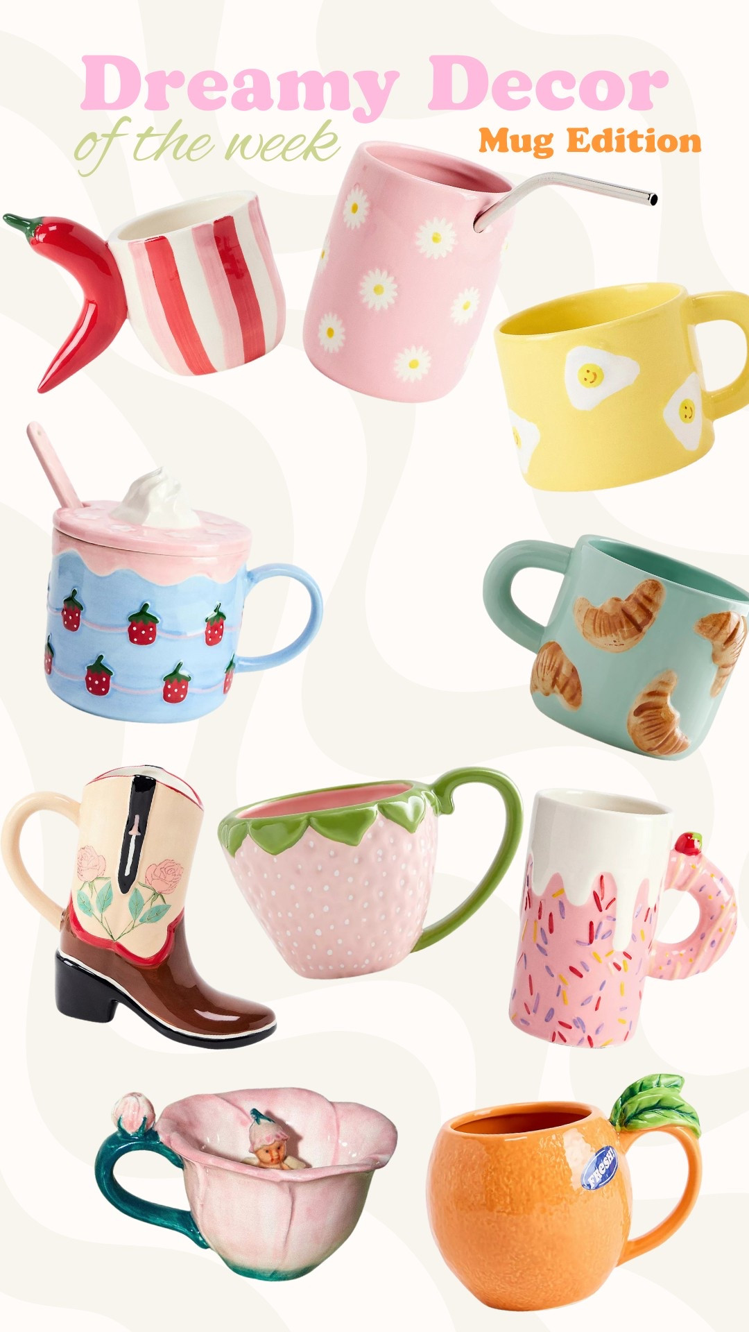 The dreamy decor of the week is MUGs☕️ I LOVE a cute and colourful mug and these are some on my wish list!✨🌈

#LTKhome #LTKgiftguide