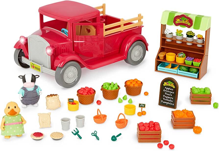 Lil Woodzeez – Toy Pickup Truck – Farmer Stand Playset – Animal Figurines Included – Kids... | Amazon (US)