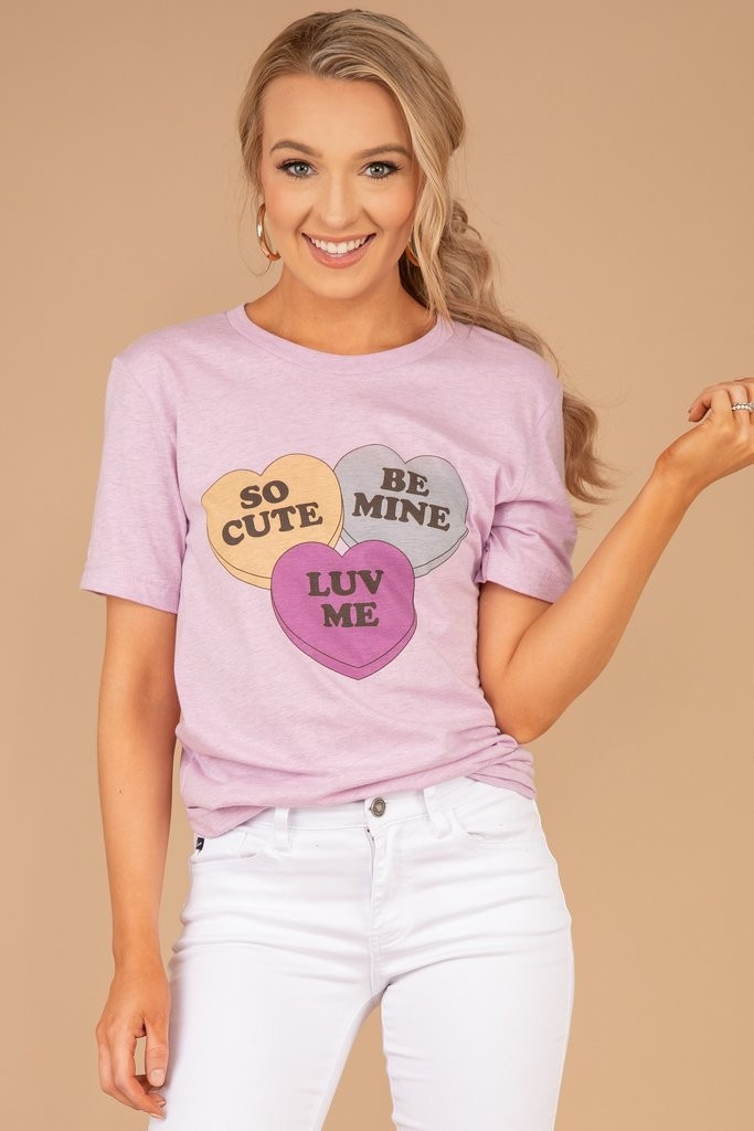 Candy Hearts Prism Lilac Graphic Tee | The Mint Julep Boutique