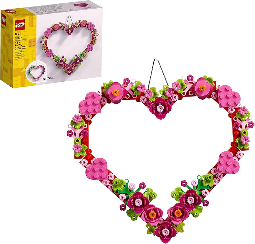 LEGO Heart Ornament Building Toy Kit, Heart Shaped Arrangement of Artificial Flowers, Great Gift ... | Amazon (US)