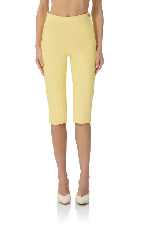AFRM Calla Faux Leather Capri Pants in Lemon Meringue at Nordstrom, Size 31 | Nordstrom
