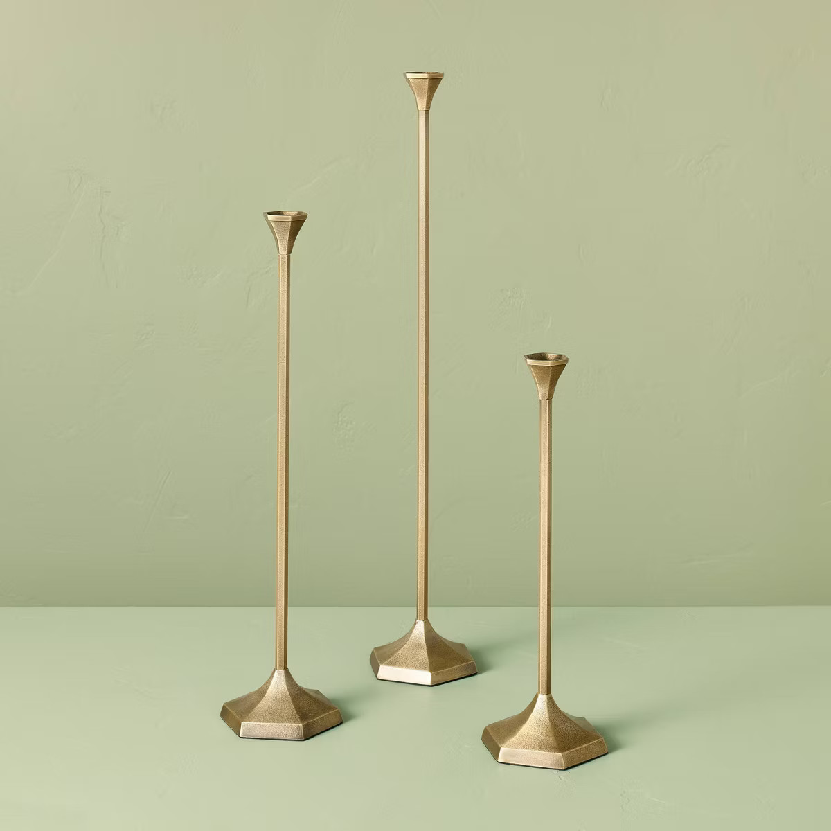Oversized Floor Taper Candlestick Brass - Hearth & Hand™ with Magnolia | Target