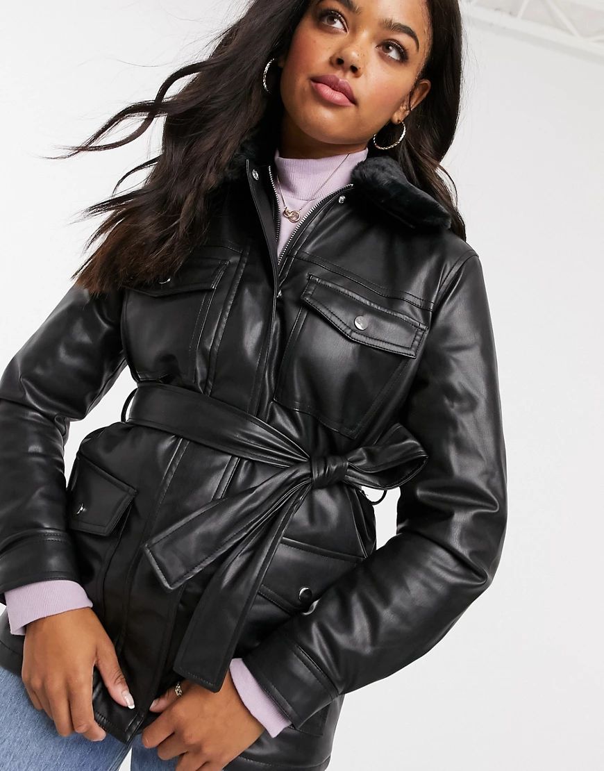 New Look faux leather jacket in black | ASOS (Global)
