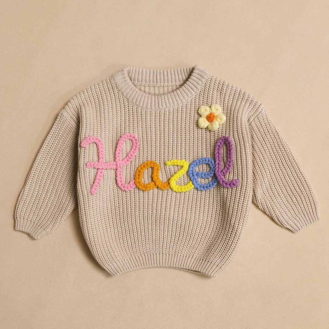 Custom Baby Sweater, Personalized Baby Name Sweater, Hand-embroidered Name Sweater Baby, Cute Bab... | Etsy (US)
