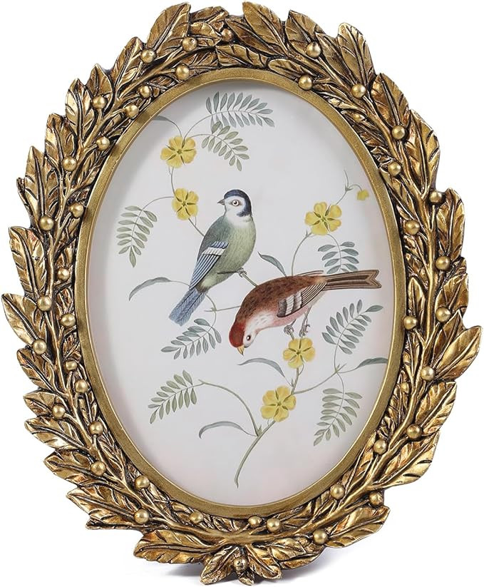 SIKOO Vintage Picture Frame 5x7 Oval Picture Frame Antique Bird Picture Frame Victorian Home Deco... | Amazon (US)