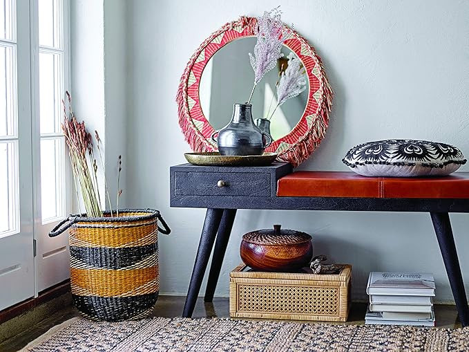 Creative Co-Op Modern Decorative Rectangle Woven Rattan and Wood Display Boxes with Glass Top, Se... | Amazon (US)