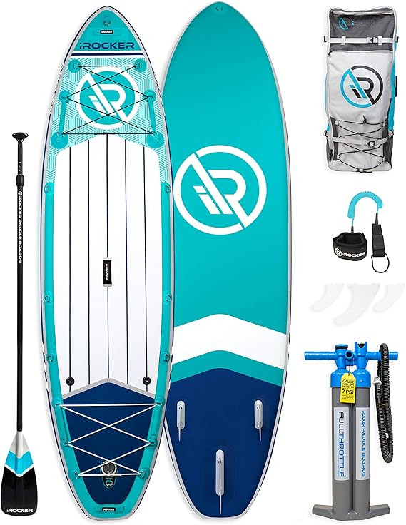 iROCKER All-Around Inflatable Stand Up Paddle Board 10' Long 32" Wide 6" Thick SUP Package | Amazon (US)