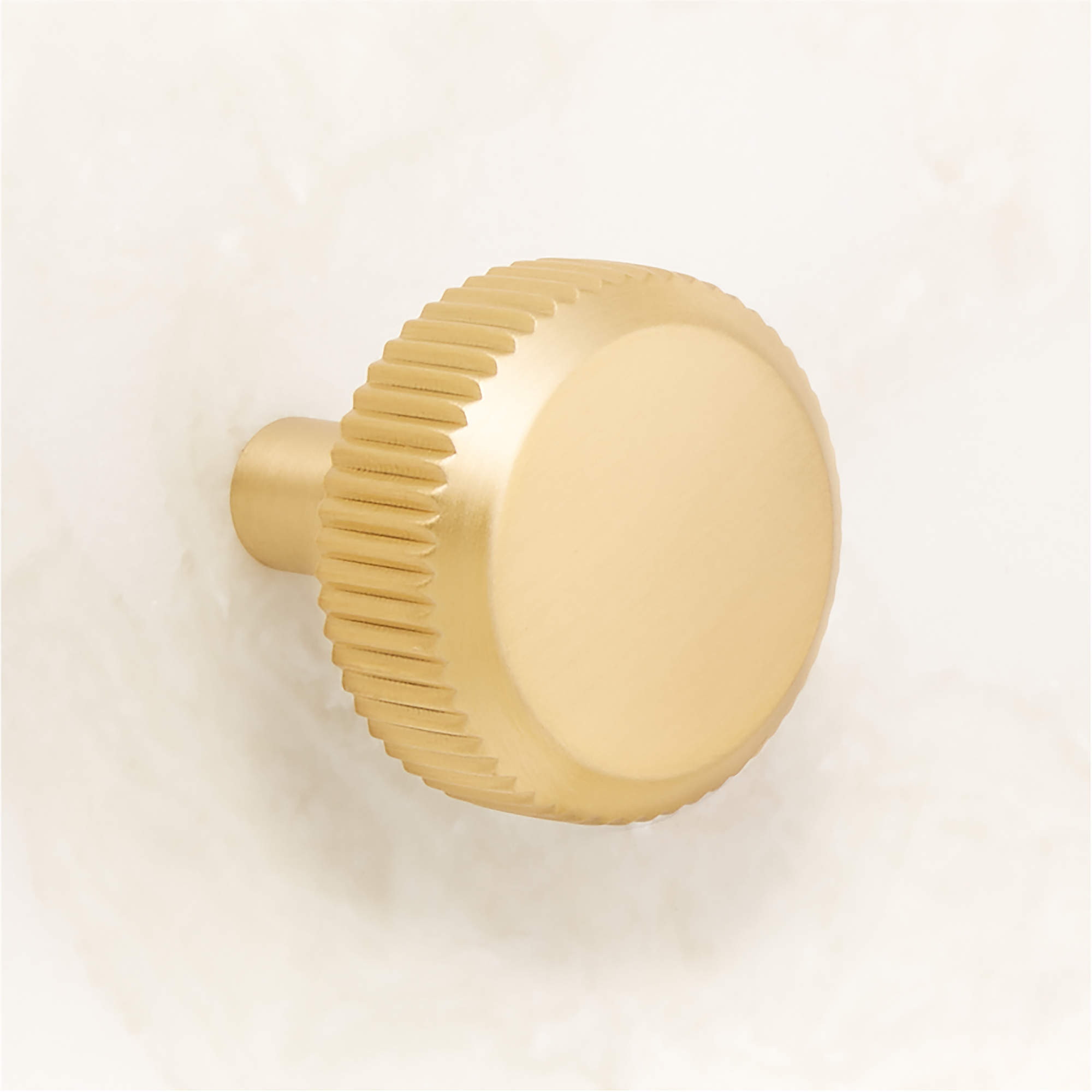 Curveaux Scored Round Brushed Brass Cabinet Knob 1.25'' + Reviews | CB2 | CB2