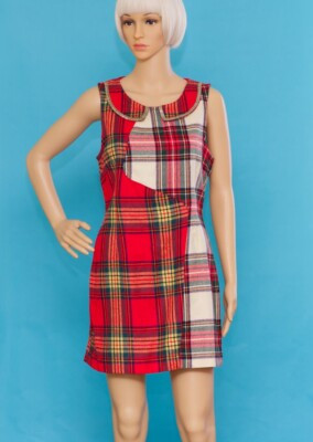 Princess Vera Wang Dress Sz 5 Tartan Red Plaid Knit Sleeveless Schoolgirl Y2K | eBay US