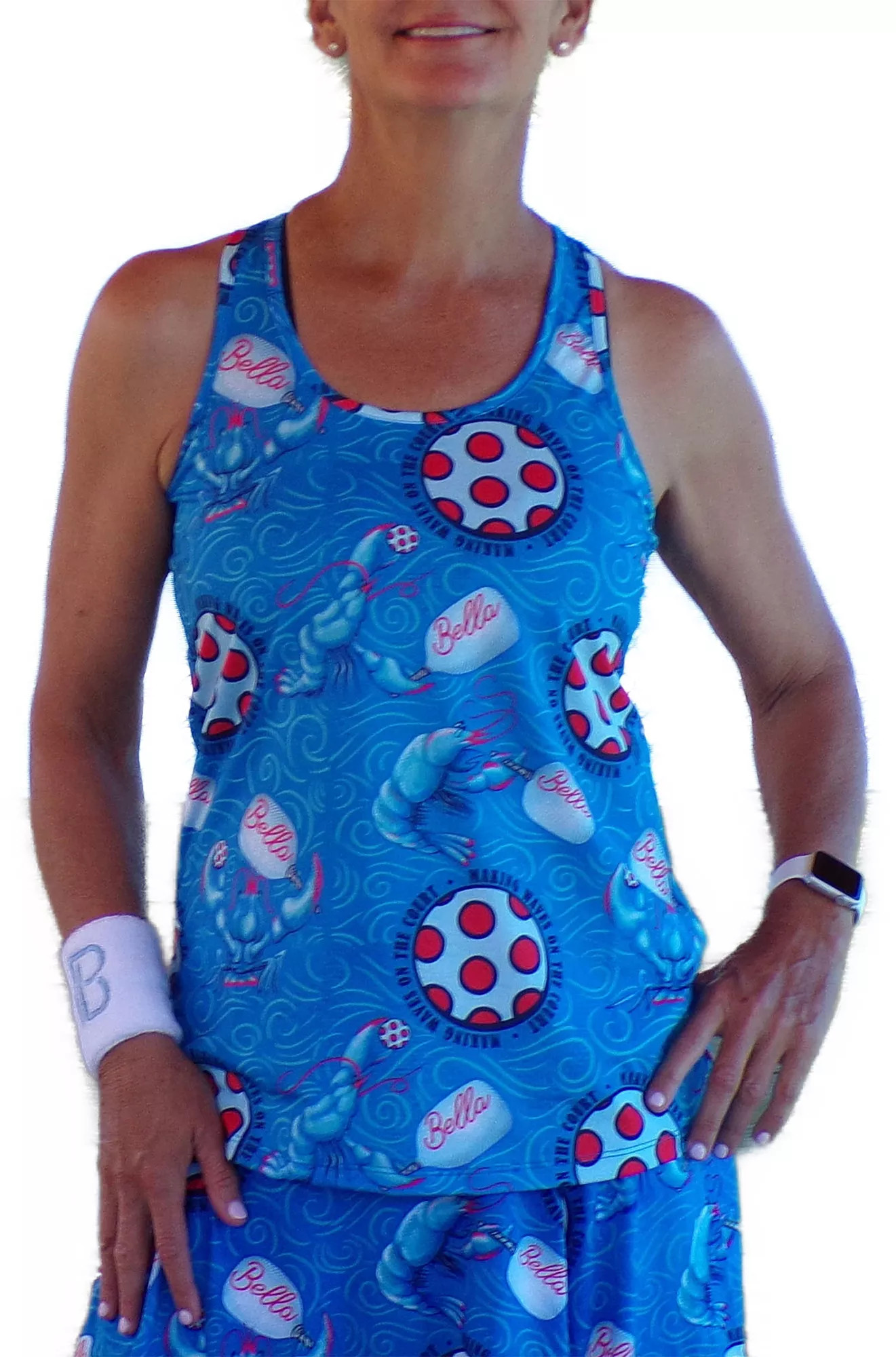 Pickleball Bella Women's Lobster Racerback Tank Top, Medium, Blue/Green - Holiday | Golf Galaxy