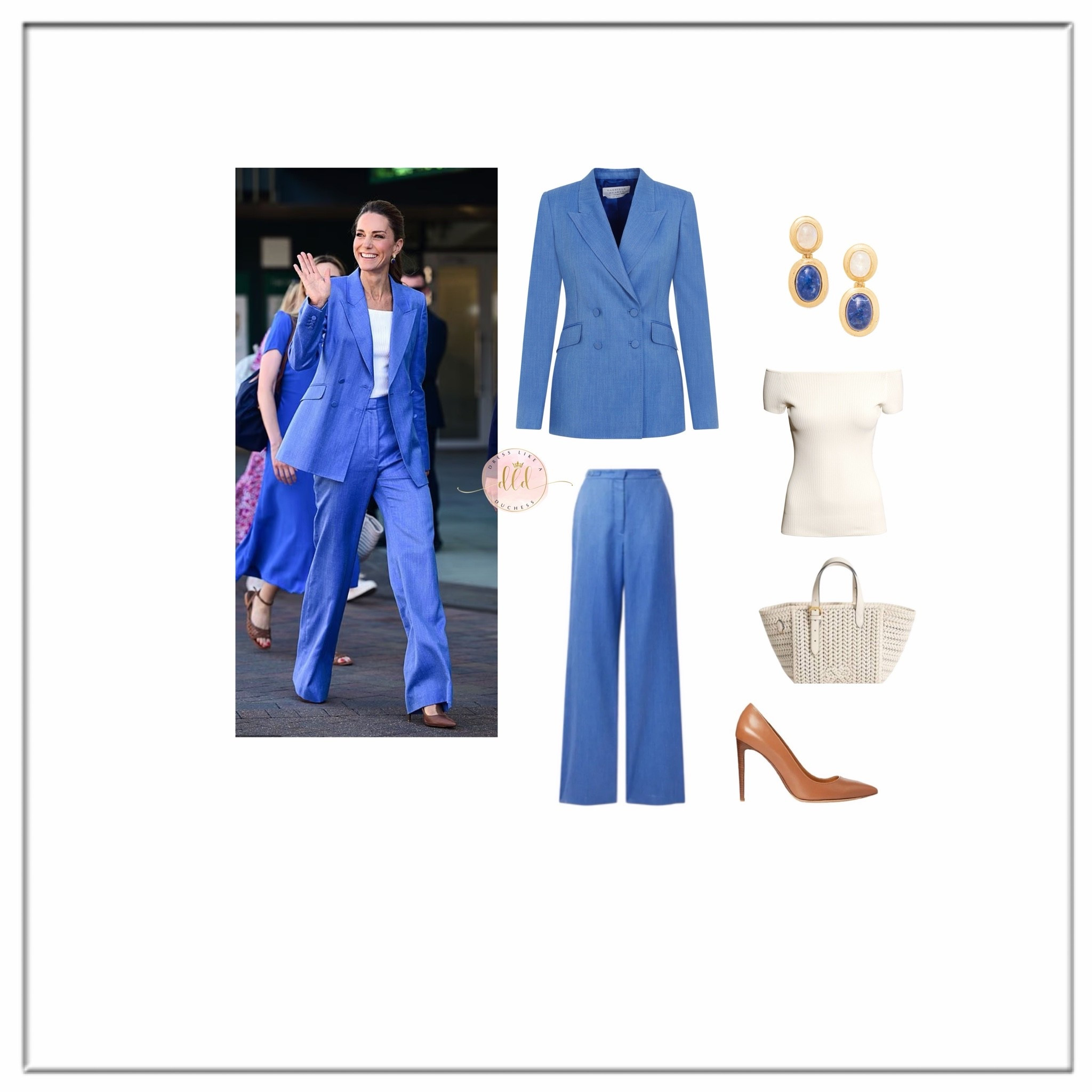 6/2/26 Kate Middleton at Wimbledon in Gabriela Hearst sapphire suit