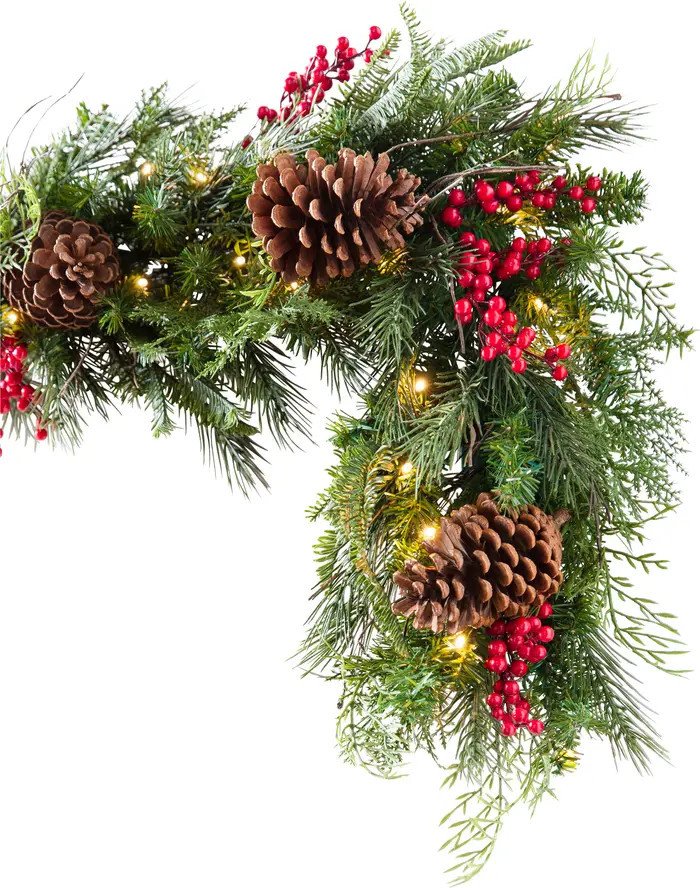 Outdoor Lighted Red Berry Pine Foliage | Nordstrom