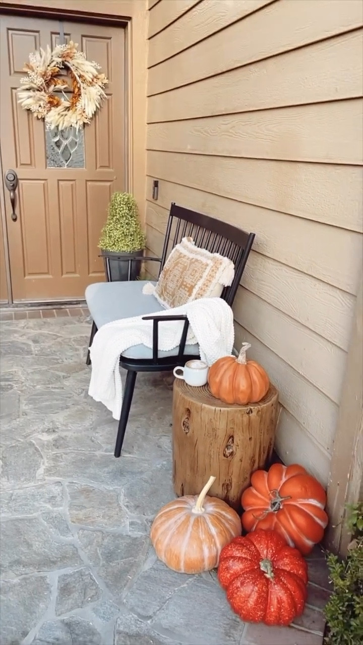 My fall porch with black metal bench from Lowe’s and faux wood stump table from Amazon. 

#outdoor #porch #patio #decor

#LTKStyleTip #LTKHome #LTKSeasonal
