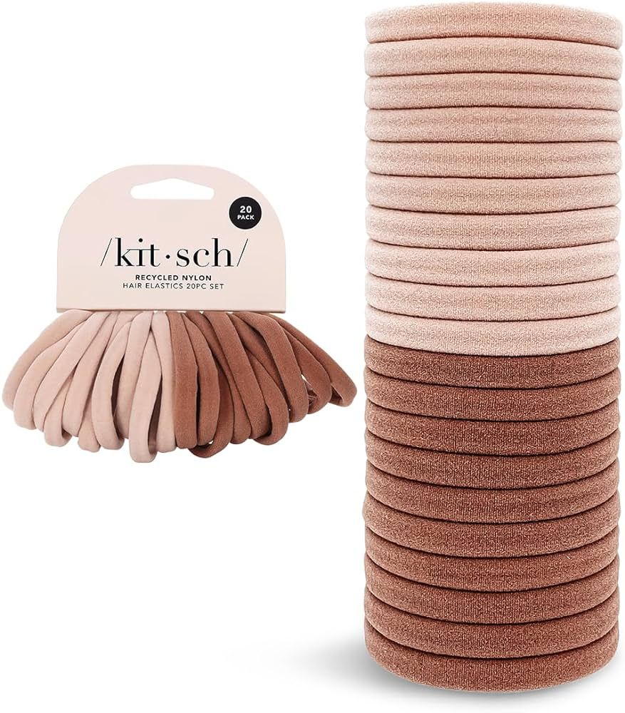 Kitsch Elastic Hair Ties for Women - Thick Hair Ties No Damage, Soft Rubber Bands for Hair, Hair ... | Amazon (US)