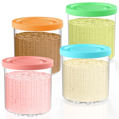 Ninja Creami Pints and Lids - 4 Pack Ninja Creami Cups, 16 oz Ninja Creami Containers, Creami Pint Containers Compatible with Ninja NC299AMZ & NC300s Series Ice Cream Maker - Tight Sealing & Anti-Slip | Amazon (US)