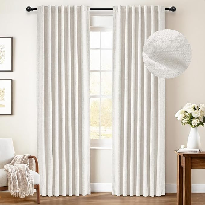 INOVADAY 100% Blackout Curtains for Bedroom 84 Inch Length 2 Panels Set, Linen Blackout Curtains ... | Amazon (US)