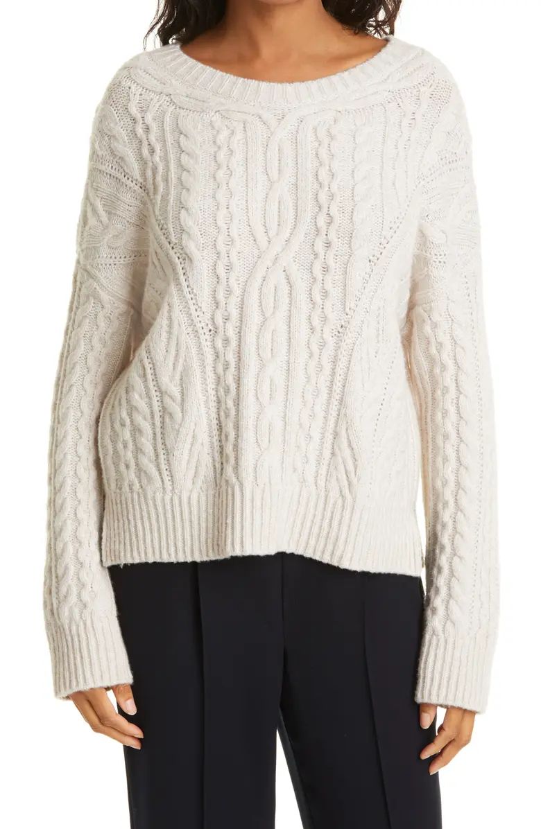 Cable Wool Blend Crewneck Sweater | Nordstrom