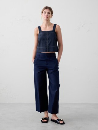 Boxy Topstitch Cropped Top | Banana Republic Factory