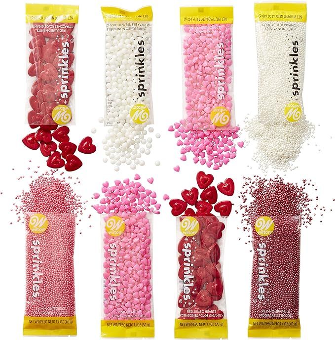 Wilton Valentine Sprinkles Dessert Decorating Set, 8-Count | Amazon (US)