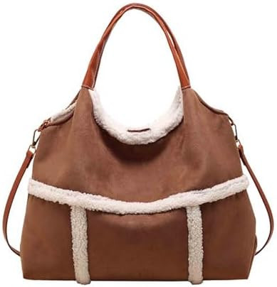 Women's multifunctional large capacity tote bag, suede crossbody bag, plush handbag | Amazon (US)