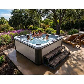 6-Person 100-Jet 240-Volt Premium Acrylic Lounger Spa Standard Hot Tub with Bluetooth Sound System and LED Waterfall | The Home Depot