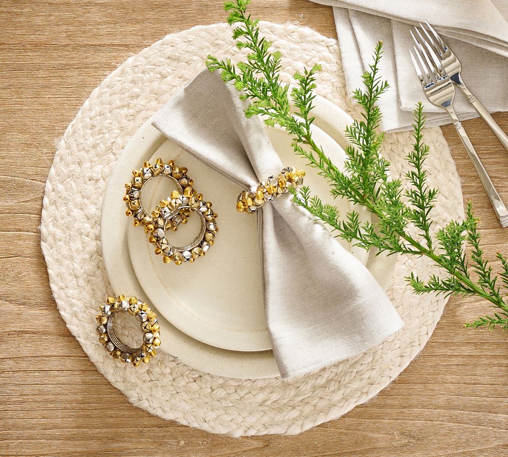 Gold and Silver Bells Napkin Rings - Set of 4 | Pottery Barn (US)