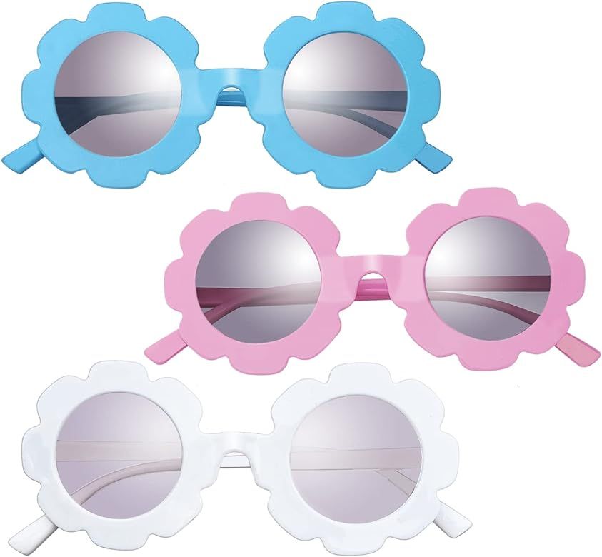 BESTWYA Kids Round Sunglasses Cute Color Flower Shaped UV 400 perfect for outdoor activity | Amazon (US)