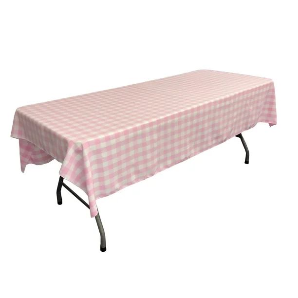 LA Linen Checkered 60 by 84-Inch Rectangular Tablecloth, White and Pink - Walmart.com | Walmart (US)