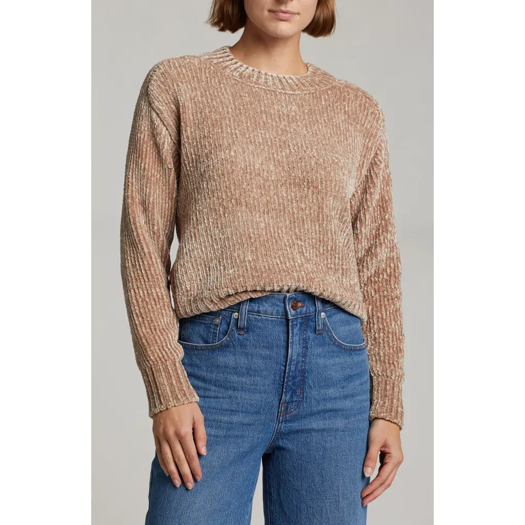 INDUSTRY REPUBLIC CLOTHING Chenille Crop Sweater in Caramel at Nordstrom Rack, Size Large | Nordstrom Rack