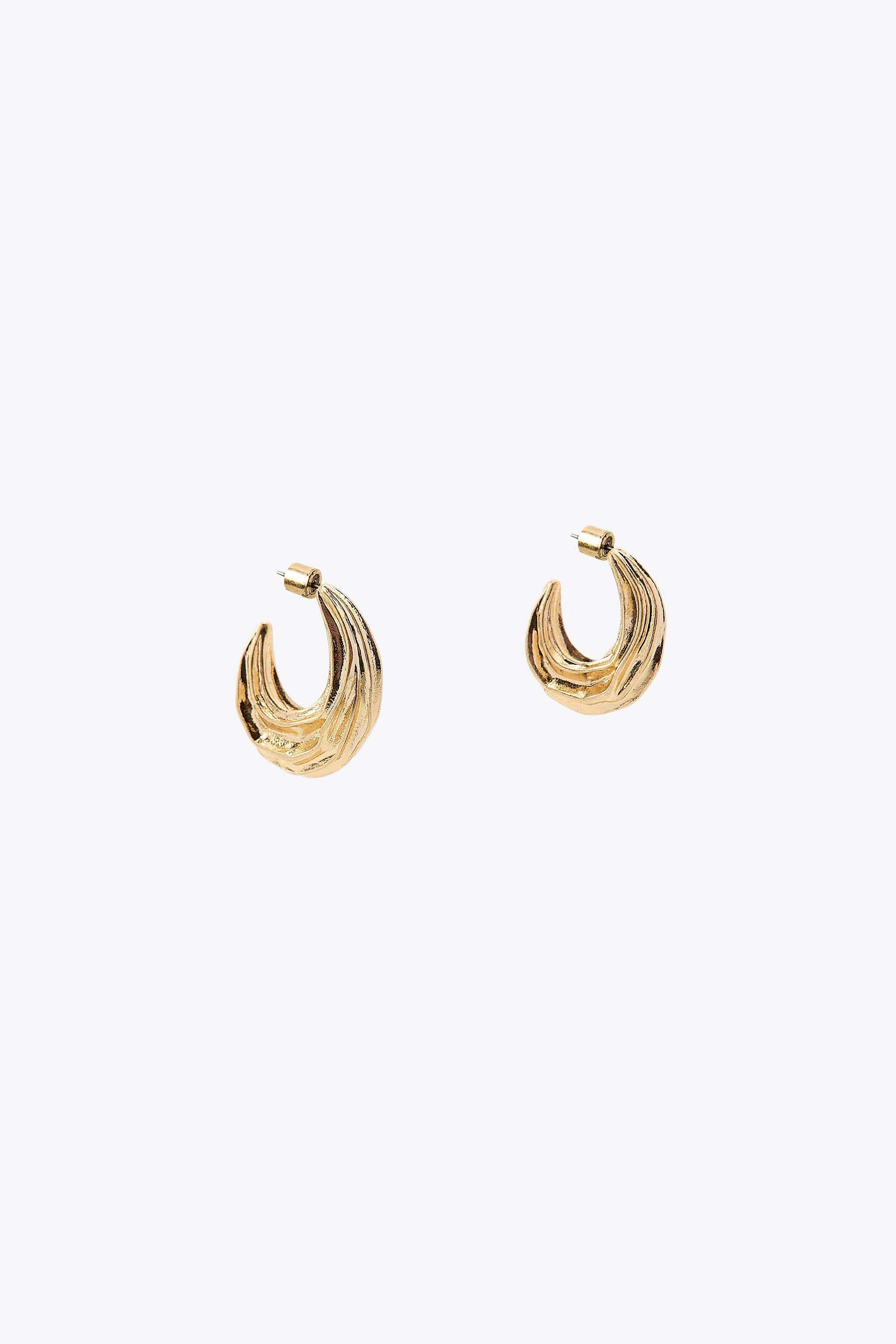 TEXTURED MEDIUM HOOP EARRINGS | Zara UK