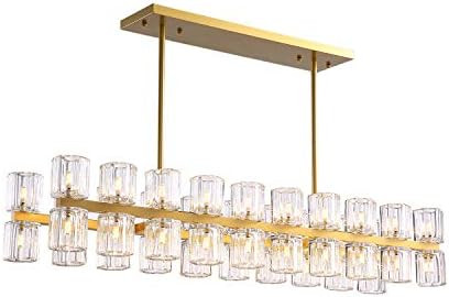 Modern Crystal Chandelier, Siljoy 40-Light Rectangle Pendant Light Fixture for Living Dining Room... | Amazon (US)
