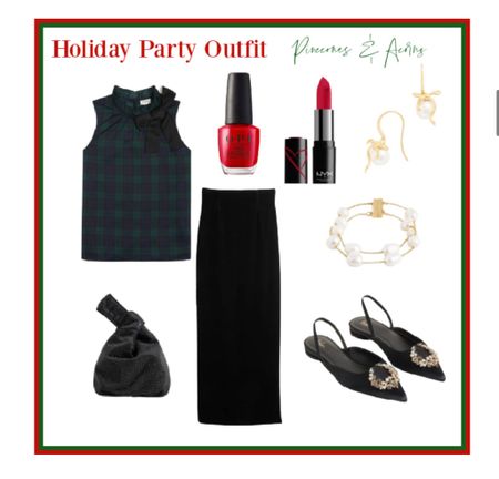Black watch plaid holiday party outfit. 

#LTKHoliday #LTKGiftGuide #LTKSeasonal