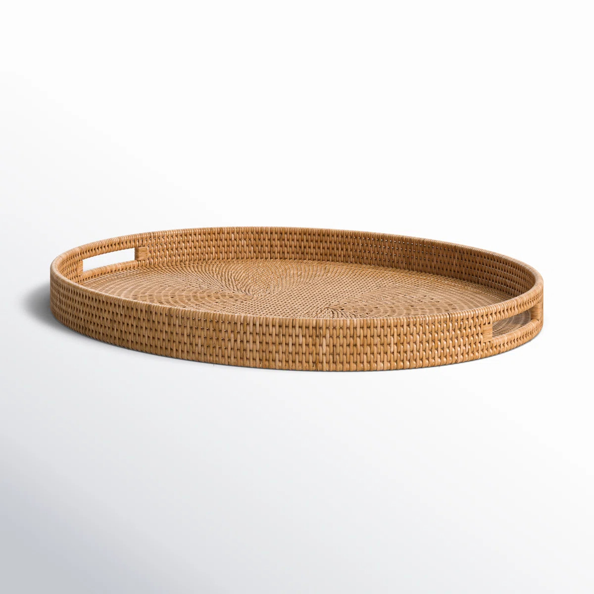 Ilonka Artifacts Rattan Oval Ottoman Tray With Cutout Handles | Wayfair North America
