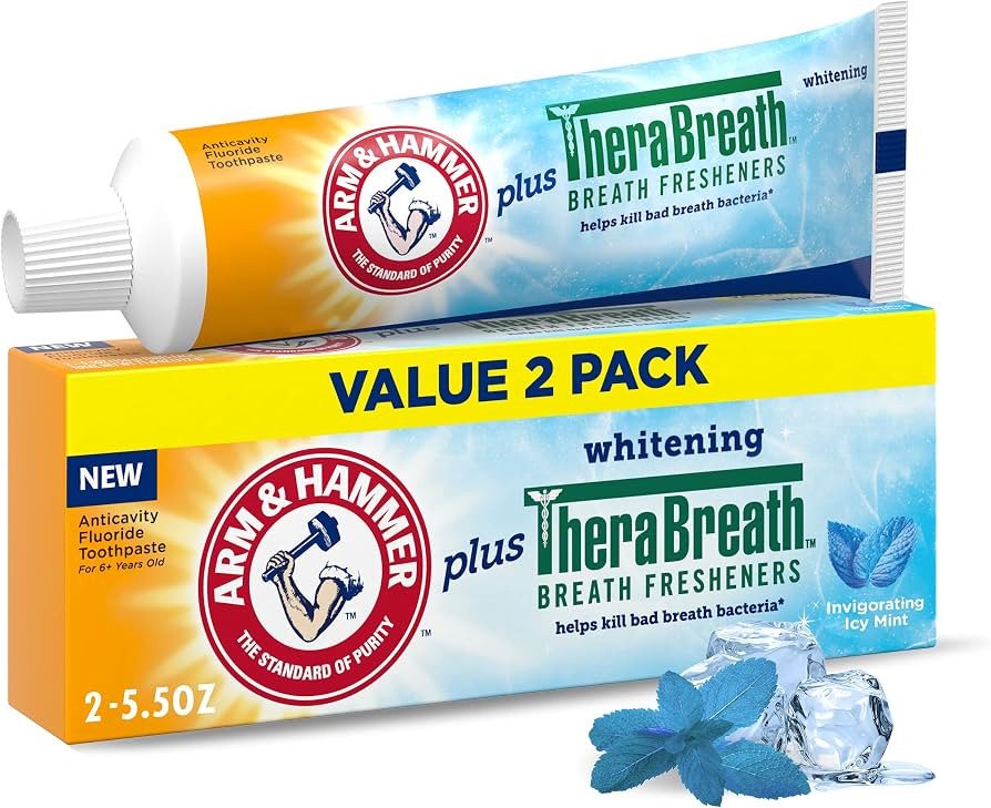 ARM & HAMMER Toothpaste Plus TheraBreath Breath Fresheners, Invigorating ICY Mint Flavor, Whiteni... | Amazon (US)