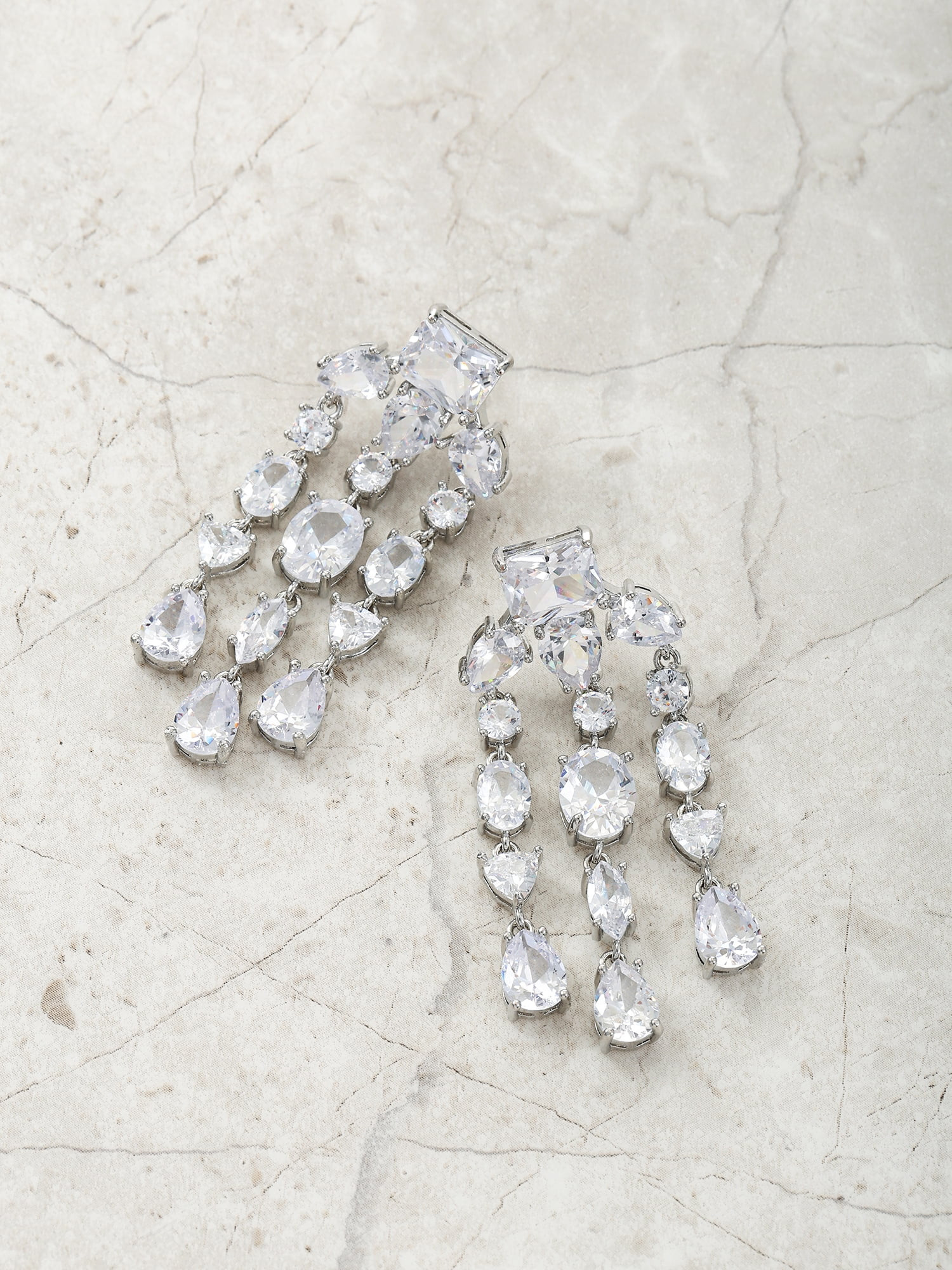 Believe by Brilliance Fine Silver Plated Dangling CZ Stone Earrings, 1 Pair | Walmart (US)