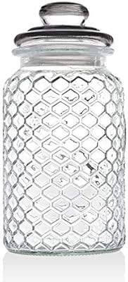 Glass Canister Kitchen Preserving Storage Jar with Airtight Lid and Honeycomb Design - 42 oz | Amazon (US)