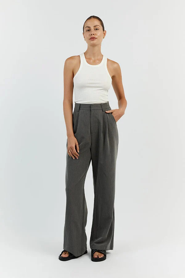 DIEGO GREY PINSTRIPE PANT | DISSH