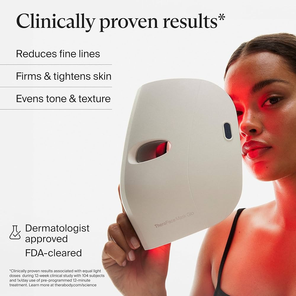 Amazon.com: TheraFace Therabody Mask Glo - Cordless LED Skincare Face Mask with Red/Blue/Infrared Light & Relaxing Scalp Massage for Glowing, Healthier-Looking Skin - FDA Cleared : Beauty & Personal Care | Amazon (US)