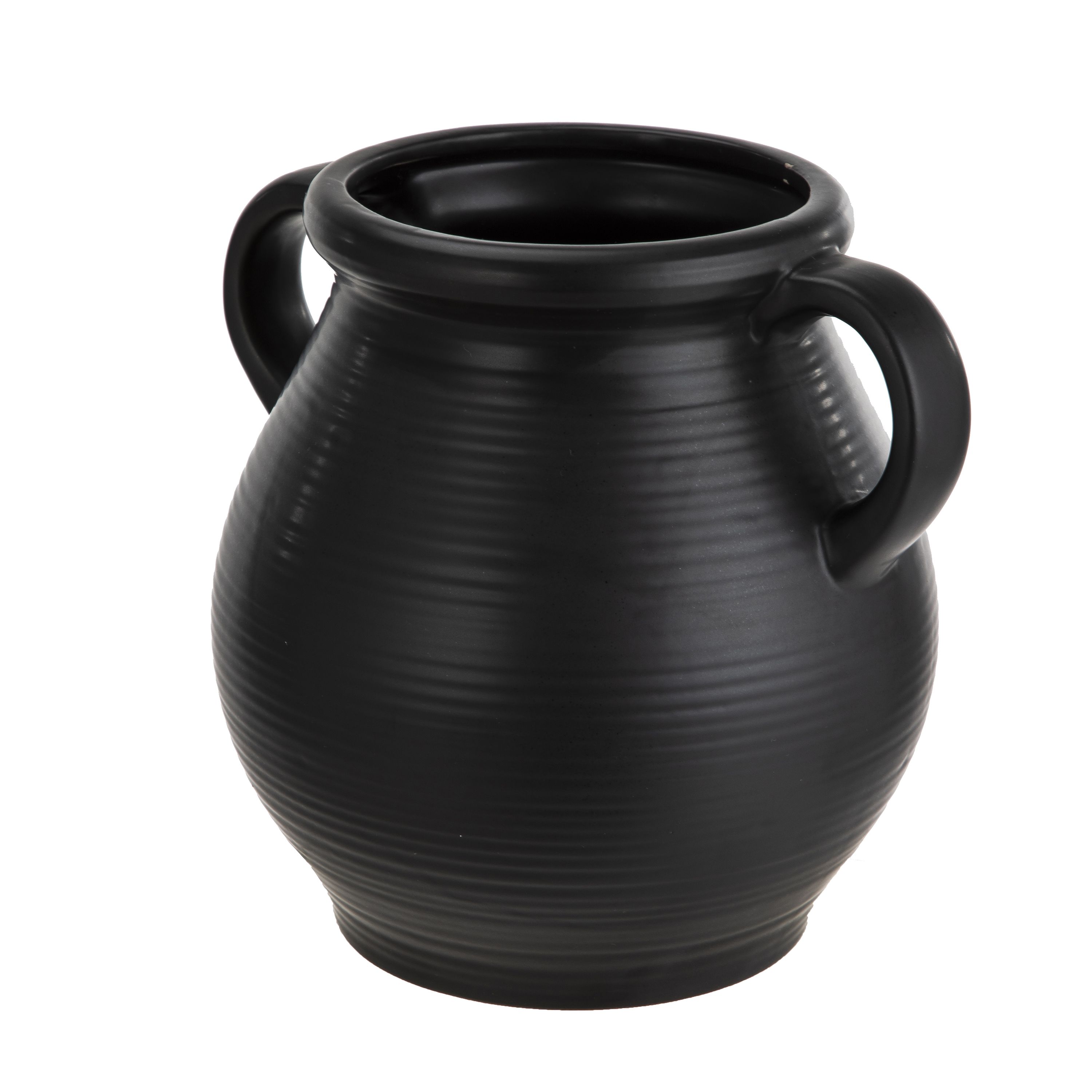 Better Homes & Gardens Classic Black Ceramic Tabletop Vase with Ribbed Finish - Walmart.com | Walmart (US)