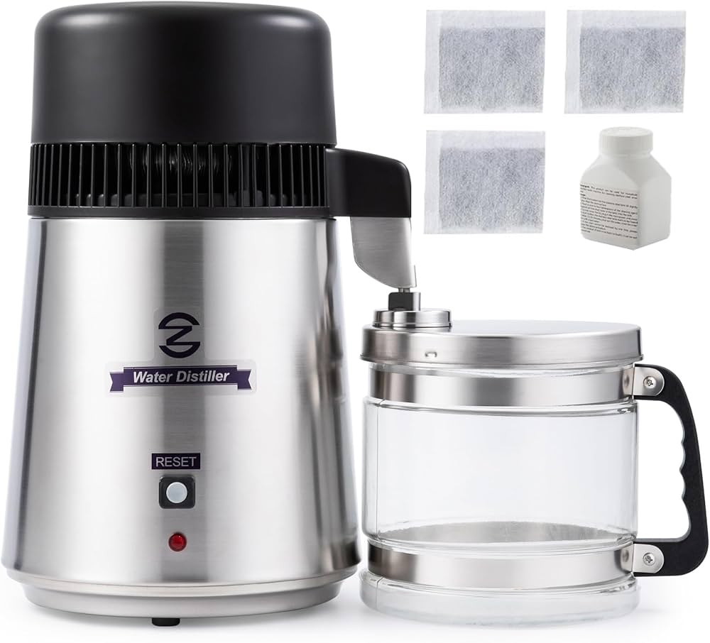 CO-Z 4L Brushed Stainless Steel Countertop Distiller Machine, Home Distilled Water Maker with Gla... | Amazon (US)