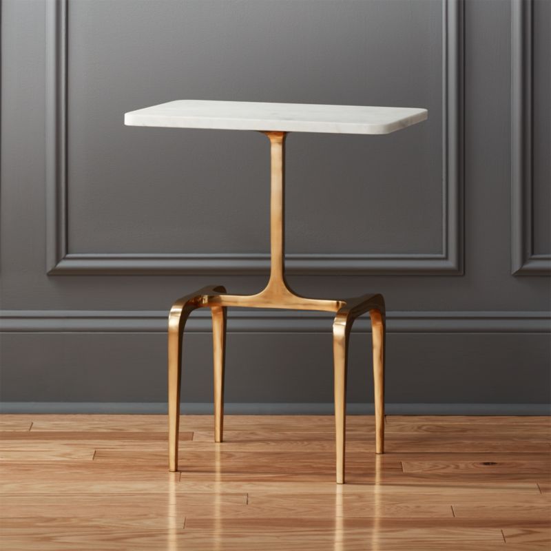 Oxford Marble and Brass Side Table + Reviews | CB2 | CB2